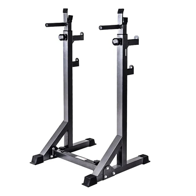 Black and silver weightlifting stand on a white background
