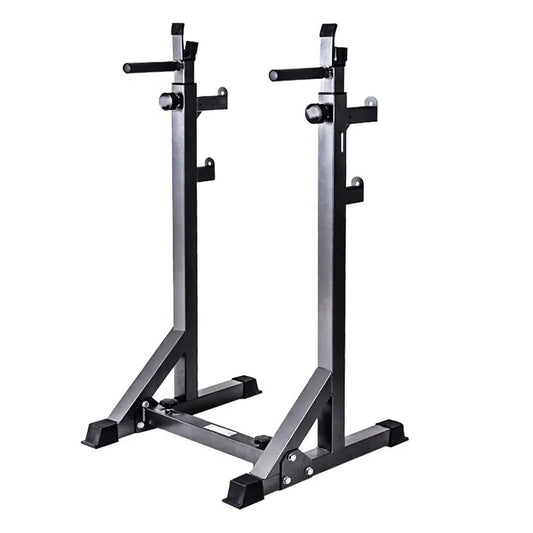 Black and silver weightlifting stand on a white background