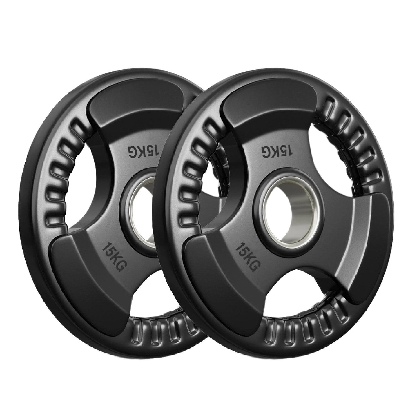 Tri-Grip Olympic Weight Plates – 2'' Rubber-Coated Cast Iron, Premium Quality for Home & Commercial Gyms