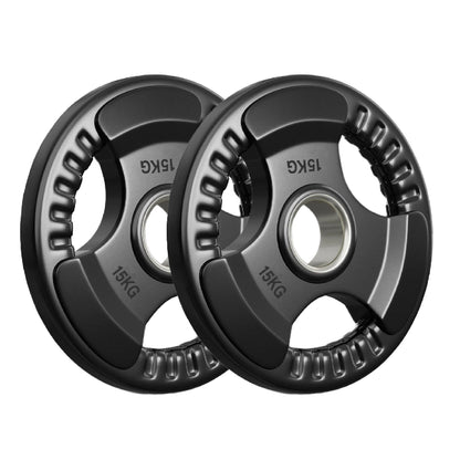 Tri-Grip Olympic Weight Plates – 2'' Rubber-Coated Cast Iron, Premium Quality for Home & Commercial Gyms