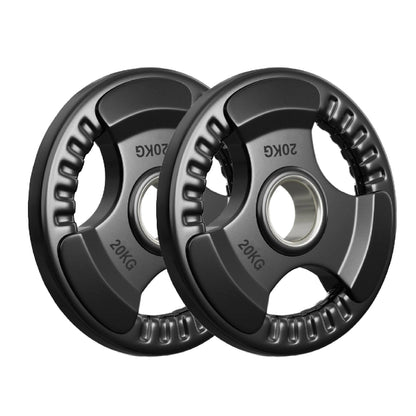 Tri-Grip Olympic Weight Plates – 2'' Rubber-Coated Cast Iron, Premium Quality for Home & Commercial Gyms