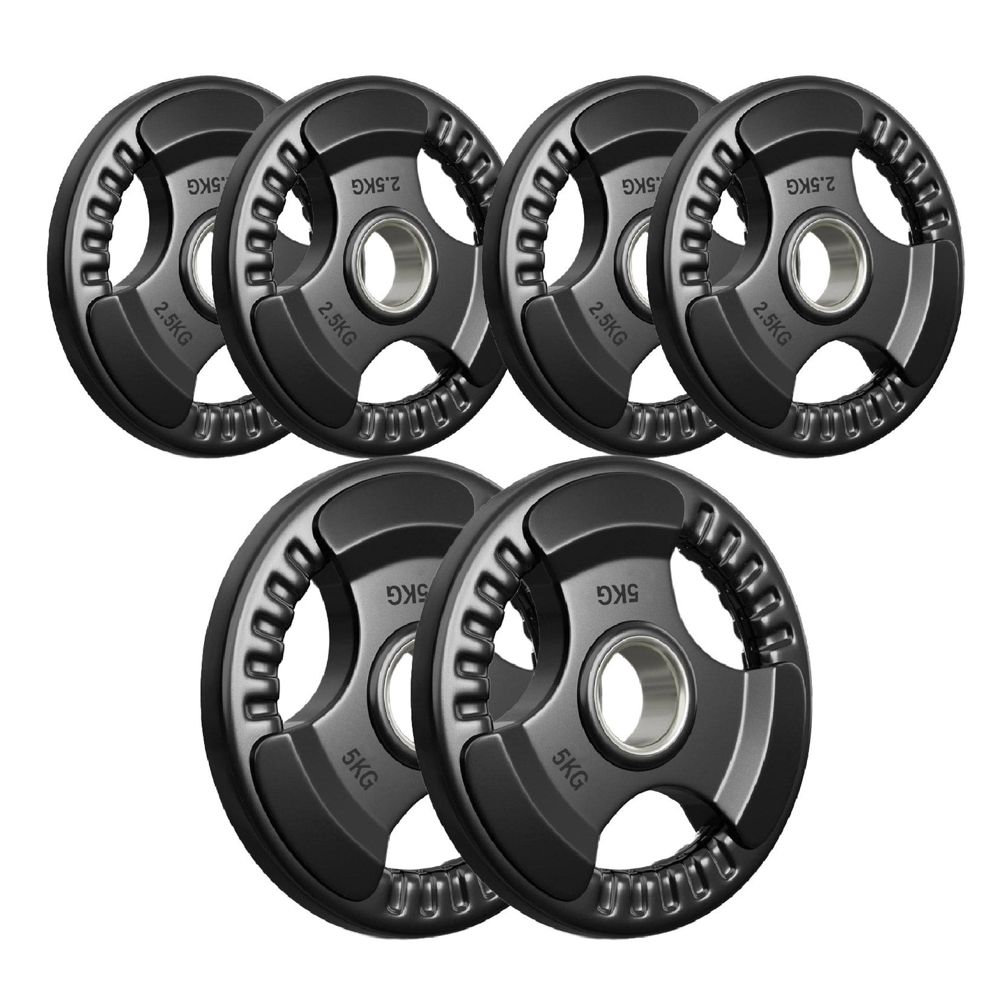 Tri-Grip Olympic Weight Plates – 2'' Rubber-Coated Cast Iron, Premium Quality for Home & Commercial Gyms