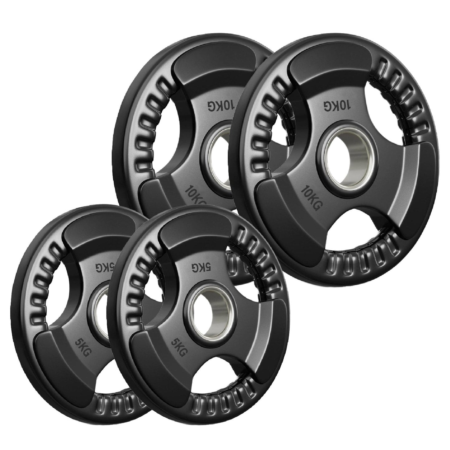 Tri-Grip Olympic Weight Plates – 2'' Rubber-Coated Cast Iron, Premium Quality for Home & Commercial Gyms
