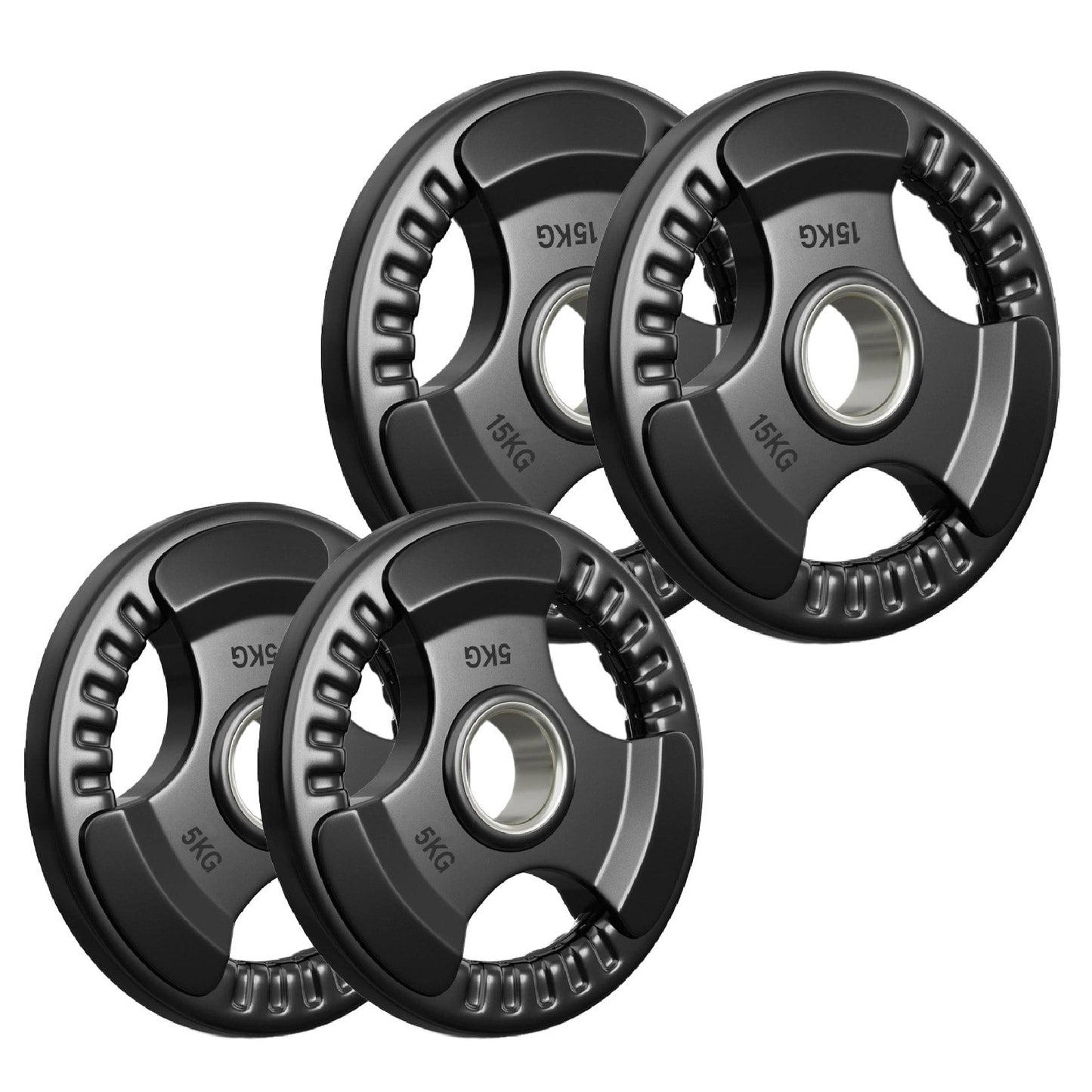 Tri-Grip Olympic Weight Plates – 2'' Rubber-Coated Cast Iron, Premium Quality for Home & Commercial Gyms