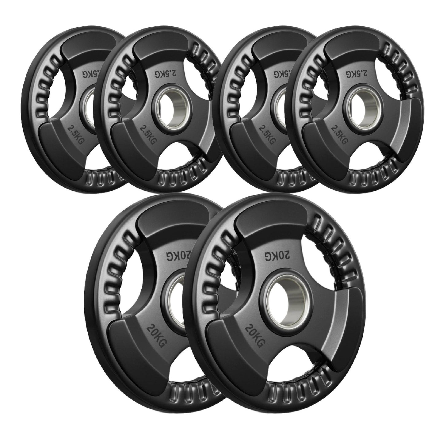 Tri-Grip Olympic Weight Plates – 2'' Rubber-Coated Cast Iron, Premium Quality for Home & Commercial Gyms
