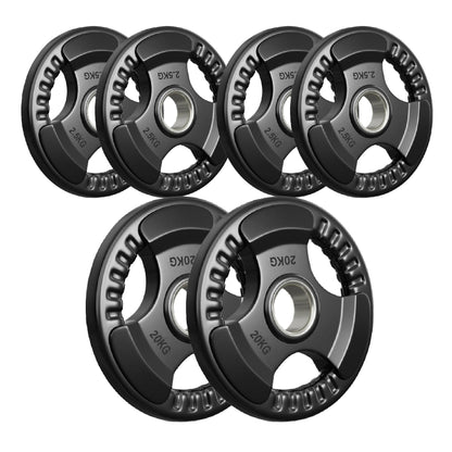 Tri-Grip Olympic Weight Plates – 2'' Rubber-Coated Cast Iron, Premium Quality for Home & Commercial Gyms