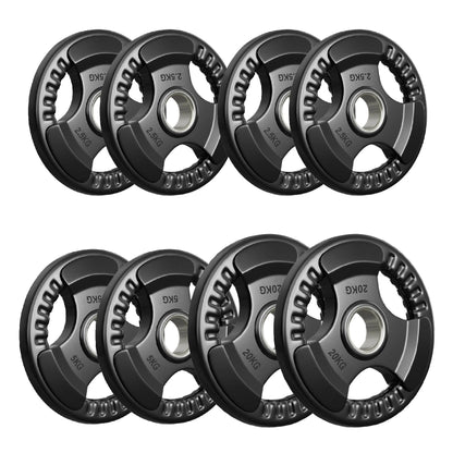 Tri-Grip Olympic Weight Plates – 2'' Rubber-Coated Cast Iron, Premium Quality for Home & Commercial Gyms