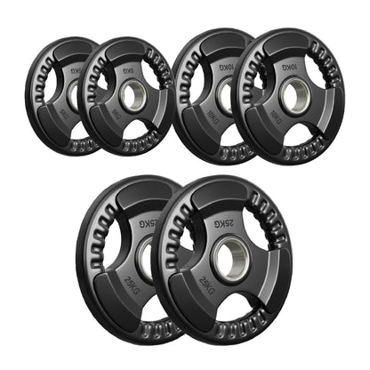 Tri-Grip Olympic Weight Plates – 2'' Rubber-Coated Cast Iron, Premium Quality for Home & Commercial Gyms