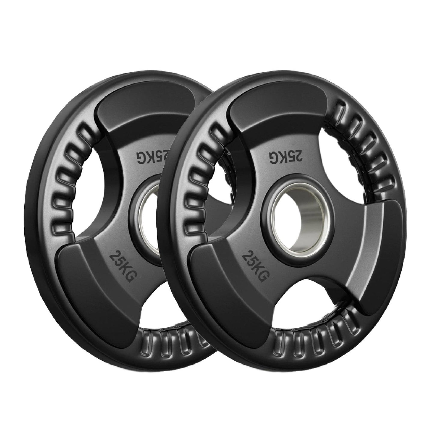 Tri-Grip Olympic Weight Plates – 2'' Rubber-Coated Cast Iron, Premium Quality for Home & Commercial Gyms