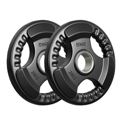 Tri-Grip Olympic Weight Plates – 2'' Rubber-Coated Cast Iron, Premium Quality for Home & Commercial Gyms