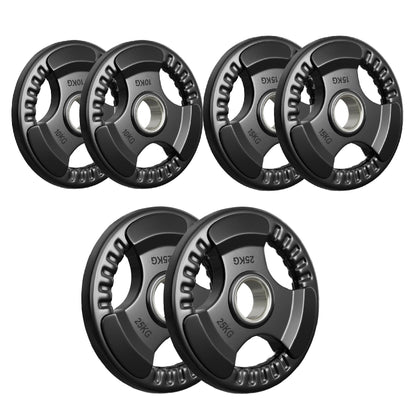 Tri-Grip Olympic Weight Plates – 2'' Rubber-Coated Cast Iron, Premium Quality for Home & Commercial Gyms