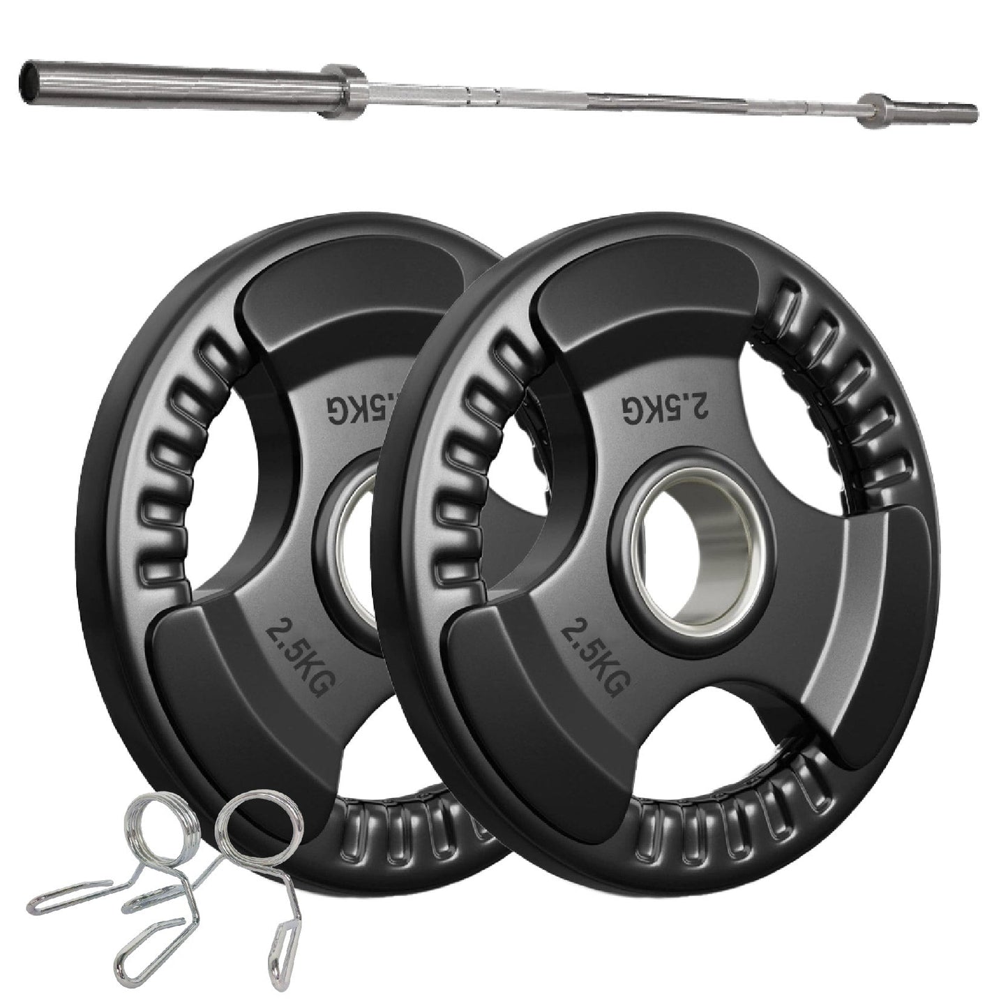 Tri-Grip Olympic Weight Plates – 2'' Rubber-Coated Cast Iron, Premium Quality for Home & Commercial Gyms