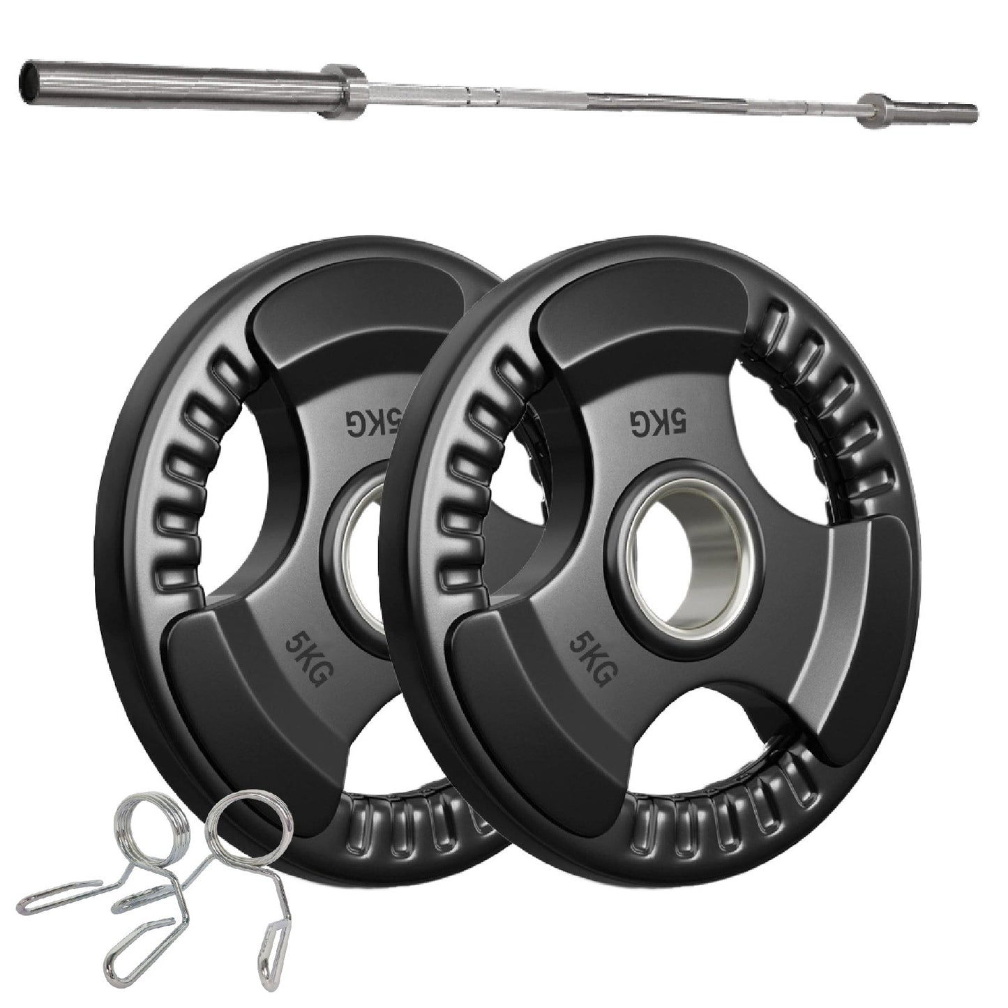 Tri-Grip Olympic Weight Plates – 2'' Rubber-Coated Cast Iron, Premium Quality for Home & Commercial Gyms