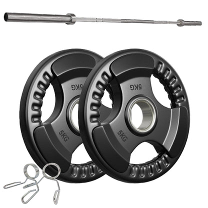 Tri-Grip Olympic Weight Plates – 2'' Rubber-Coated Cast Iron, Premium Quality for Home & Commercial Gyms