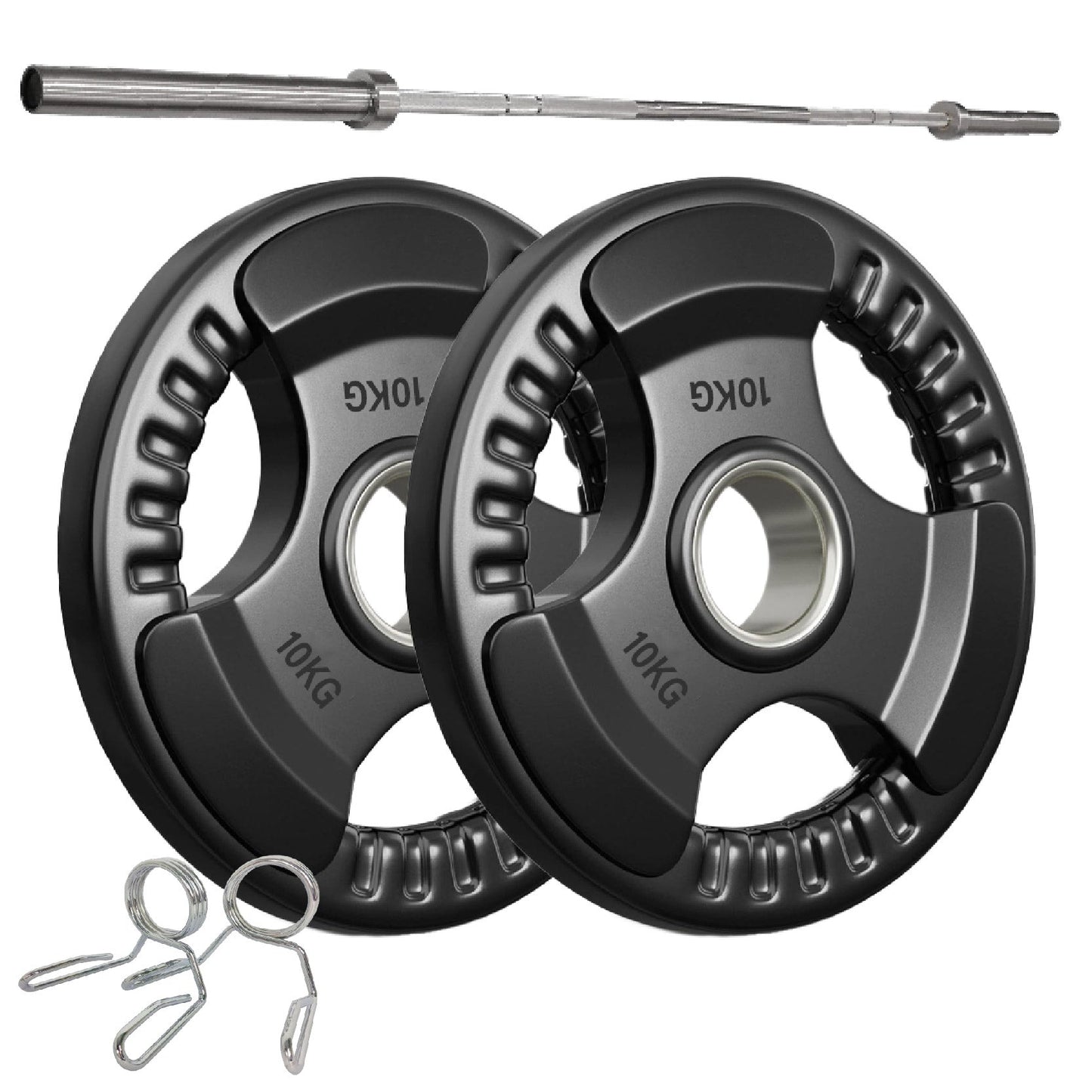 Tri-Grip Olympic Weight Plates – 2'' Rubber-Coated Cast Iron, Premium Quality for Home & Commercial Gyms