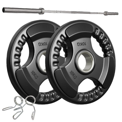 Tri-Grip Olympic Weight Plates – 2'' Rubber-Coated Cast Iron, Premium Quality for Home & Commercial Gyms