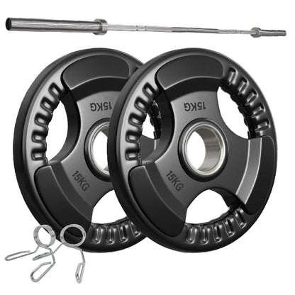 Tri-Grip Olympic Weight Plates – 2'' Rubber-Coated Cast Iron, Premium Quality for Home & Commercial Gyms