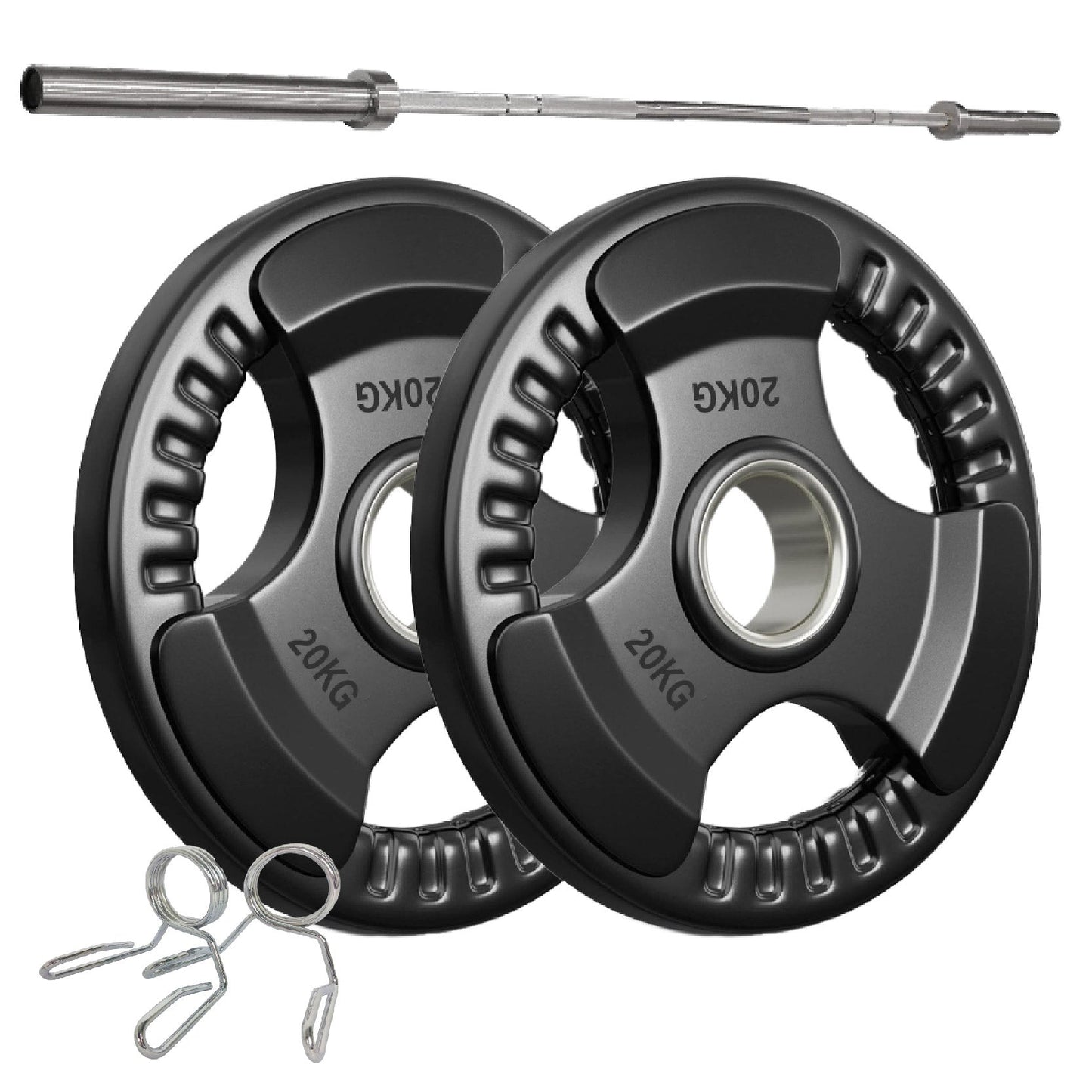 Tri-Grip Olympic Weight Plates – 2'' Rubber-Coated Cast Iron, Premium Quality for Home & Commercial Gyms