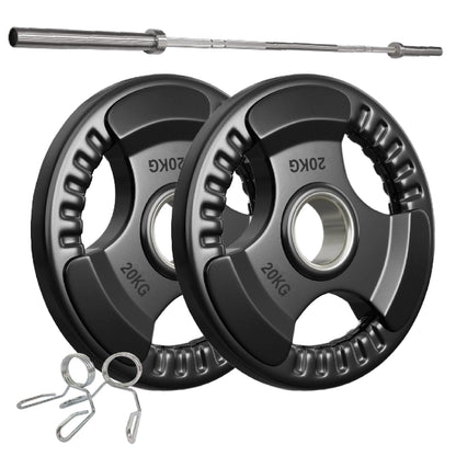 Tri-Grip Olympic Weight Plates – 2'' Rubber-Coated Cast Iron, Premium Quality for Home & Commercial Gyms