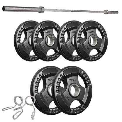 Tri-Grip Olympic Weight Plates – 2'' Rubber-Coated Cast Iron, Premium Quality for Home & Commercial Gyms