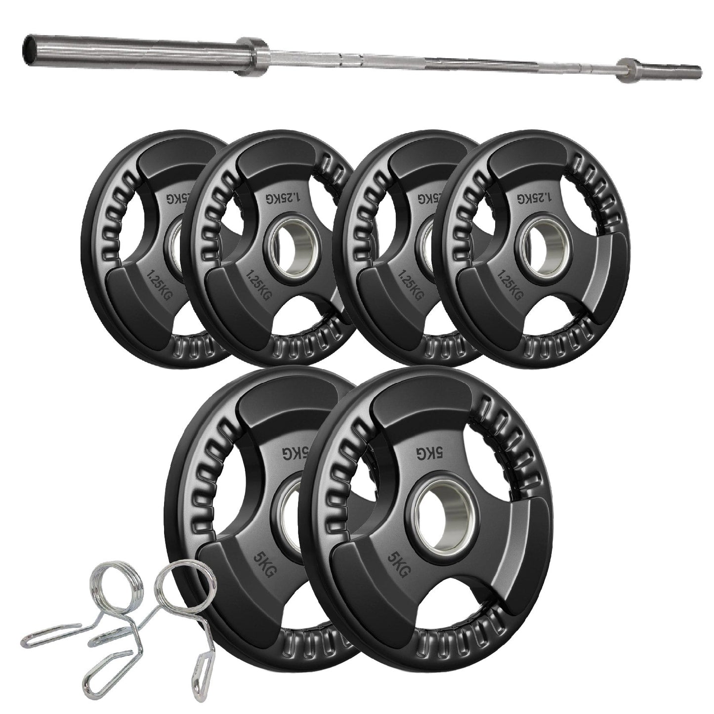 Tri-Grip Olympic Weight Plates – 2'' Rubber-Coated Cast Iron, Premium Quality for Home & Commercial Gyms