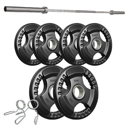 Tri-Grip Olympic Weight Plates – 2'' Rubber-Coated Cast Iron, Premium Quality for Home & Commercial Gyms