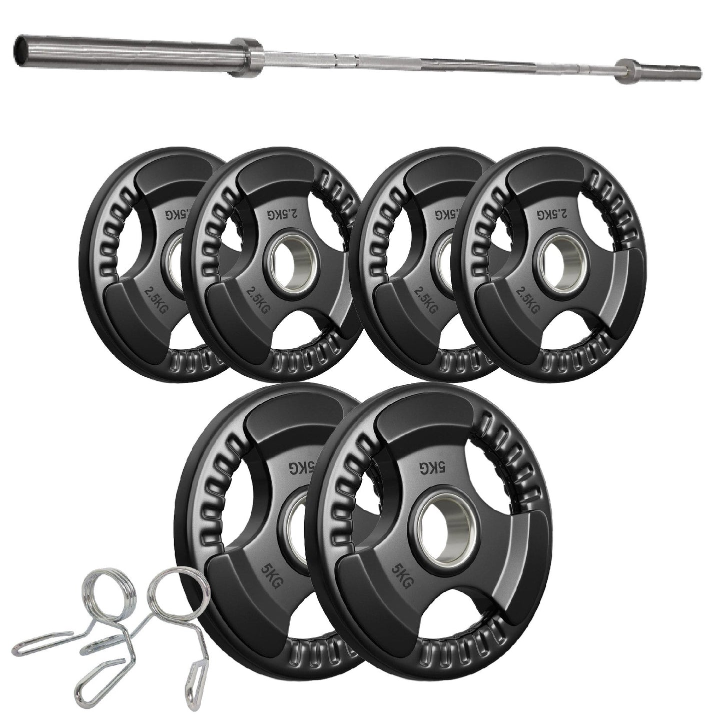 Tri-Grip Olympic Weight Plates – 2'' Rubber-Coated Cast Iron, Premium Quality for Home & Commercial Gyms