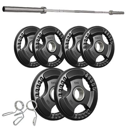 Tri-Grip Olympic Weight Plates – 2'' Rubber-Coated Cast Iron, Premium Quality for Home & Commercial Gyms