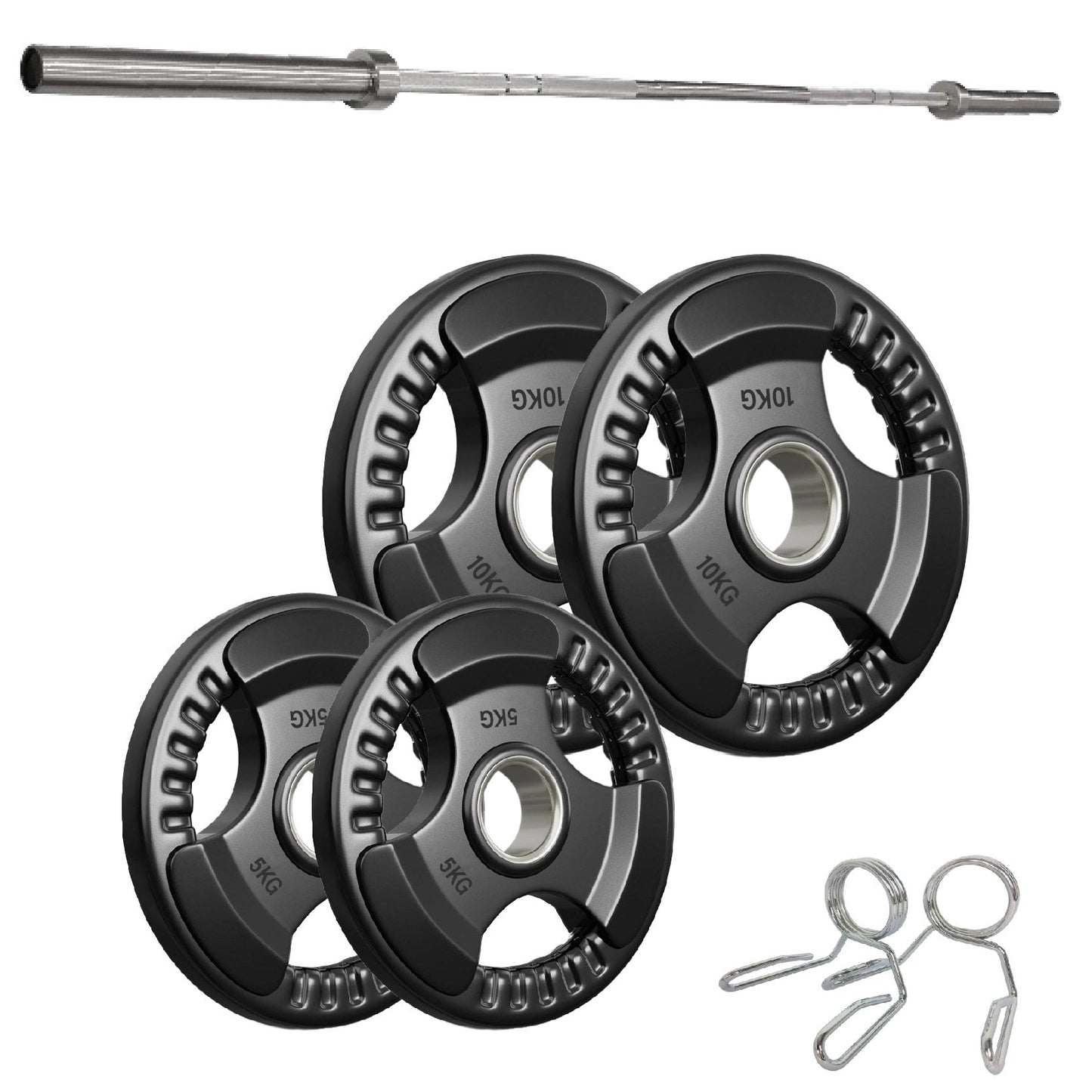 Tri-Grip Olympic Weight Plates – 2'' Rubber-Coated Cast Iron, Premium Quality for Home & Commercial Gyms