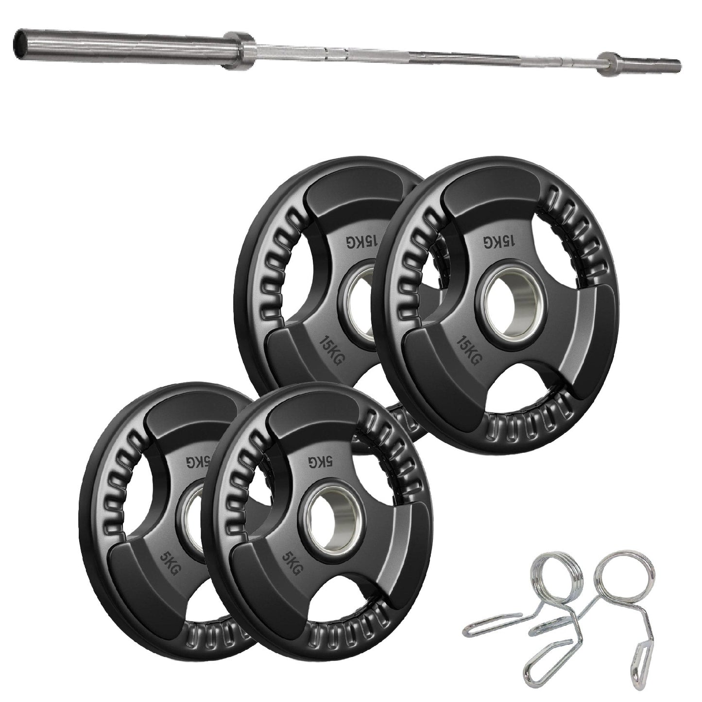 Tri-Grip Olympic Weight Plates – 2'' Rubber-Coated Cast Iron, Premium Quality for Home & Commercial Gyms