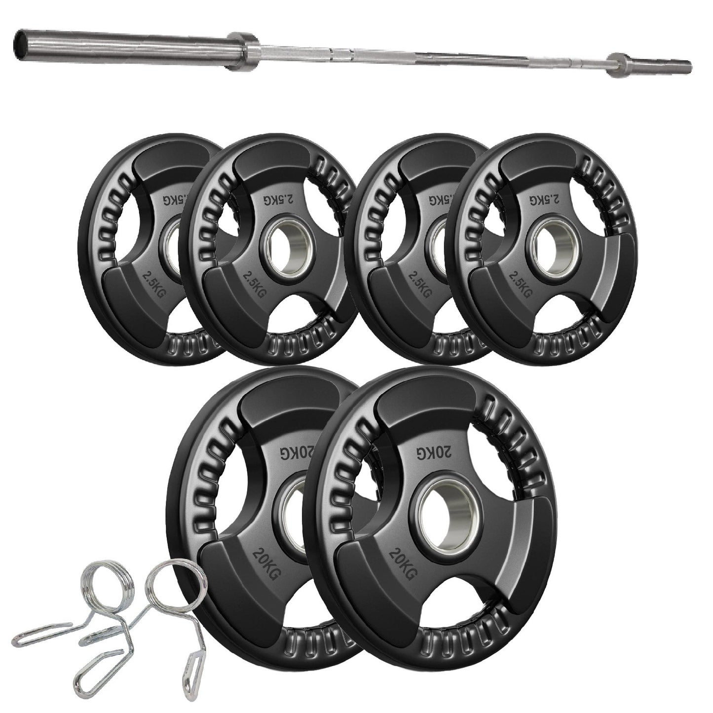 Tri-Grip Olympic Weight Plates – 2'' Rubber-Coated Cast Iron, Premium Quality for Home & Commercial Gyms