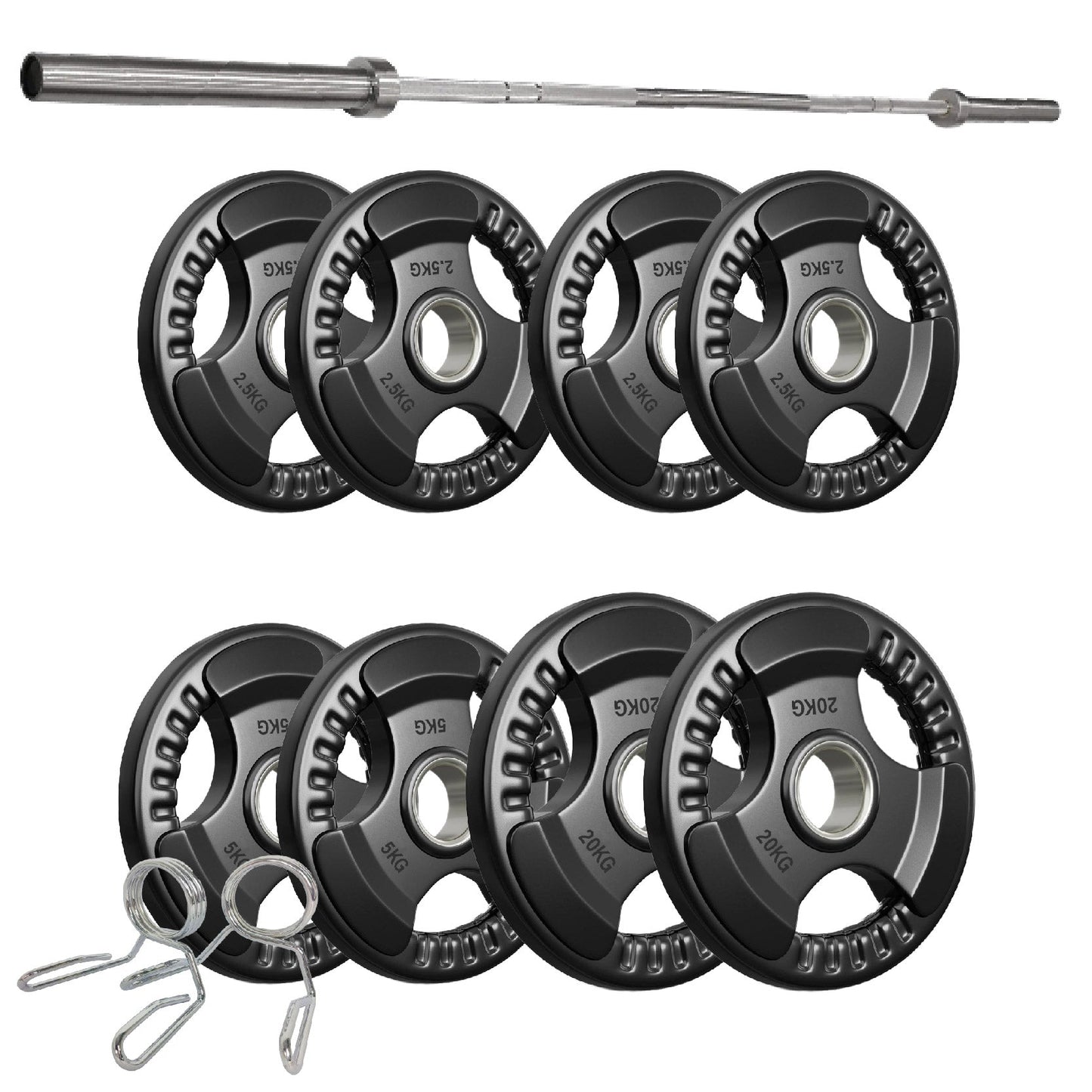 Tri-Grip Olympic Weight Plates – 2'' Rubber-Coated Cast Iron, Premium Quality for Home & Commercial Gyms