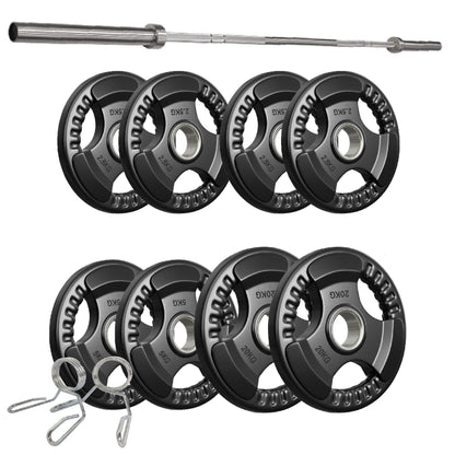 Tri-Grip Olympic Weight Plates – 2'' Rubber-Coated Cast Iron, Premium Quality for Home & Commercial Gyms