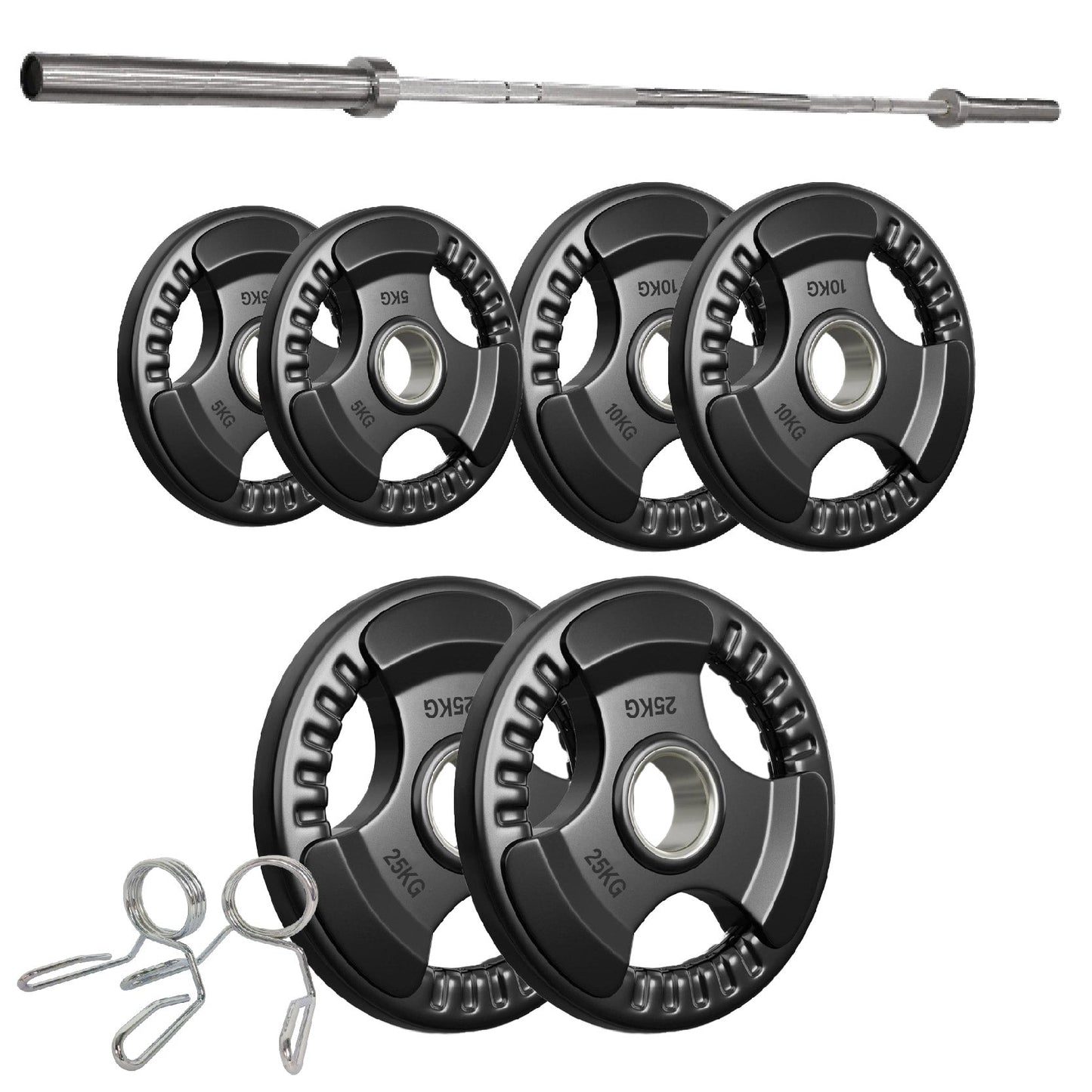Tri-Grip Olympic Weight Plates – 2'' Rubber-Coated Cast Iron, Premium Quality for Home & Commercial Gyms