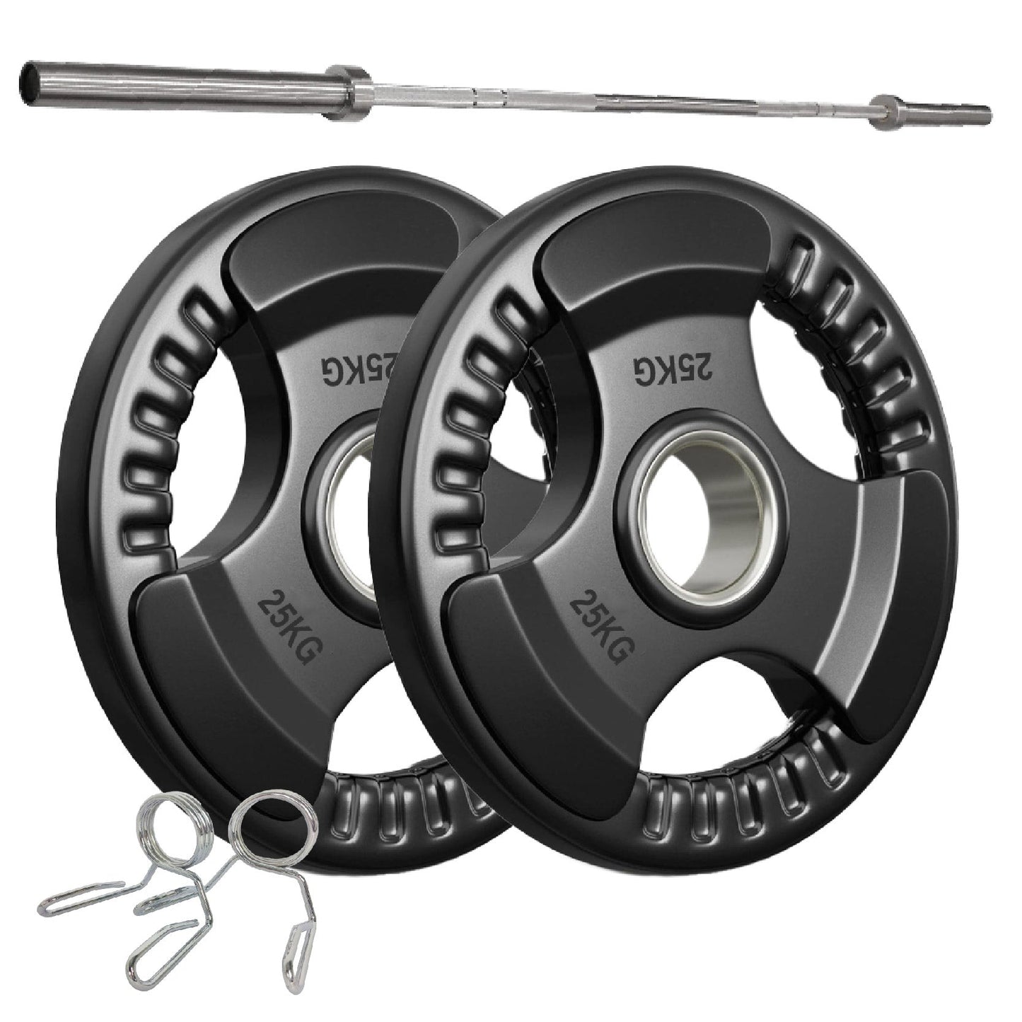 Tri-Grip Olympic Weight Plates – 2'' Rubber-Coated Cast Iron, Premium Quality for Home & Commercial Gyms
