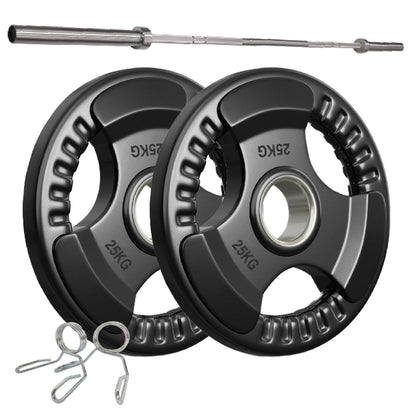 Tri-Grip Olympic Weight Plates – 2'' Rubber-Coated Cast Iron, Premium Quality for Home & Commercial Gyms