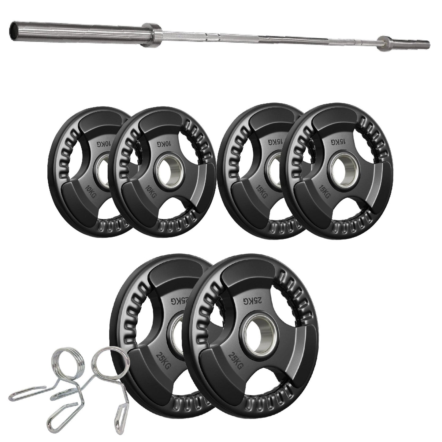 Tri-Grip Olympic Weight Plates – 2'' Rubber-Coated Cast Iron, Premium Quality for Home & Commercial Gyms