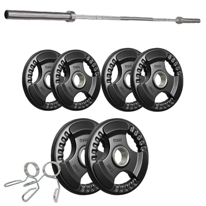 Tri-Grip Olympic Weight Plates – 2'' Rubber-Coated Cast Iron, Premium Quality for Home & Commercial Gyms