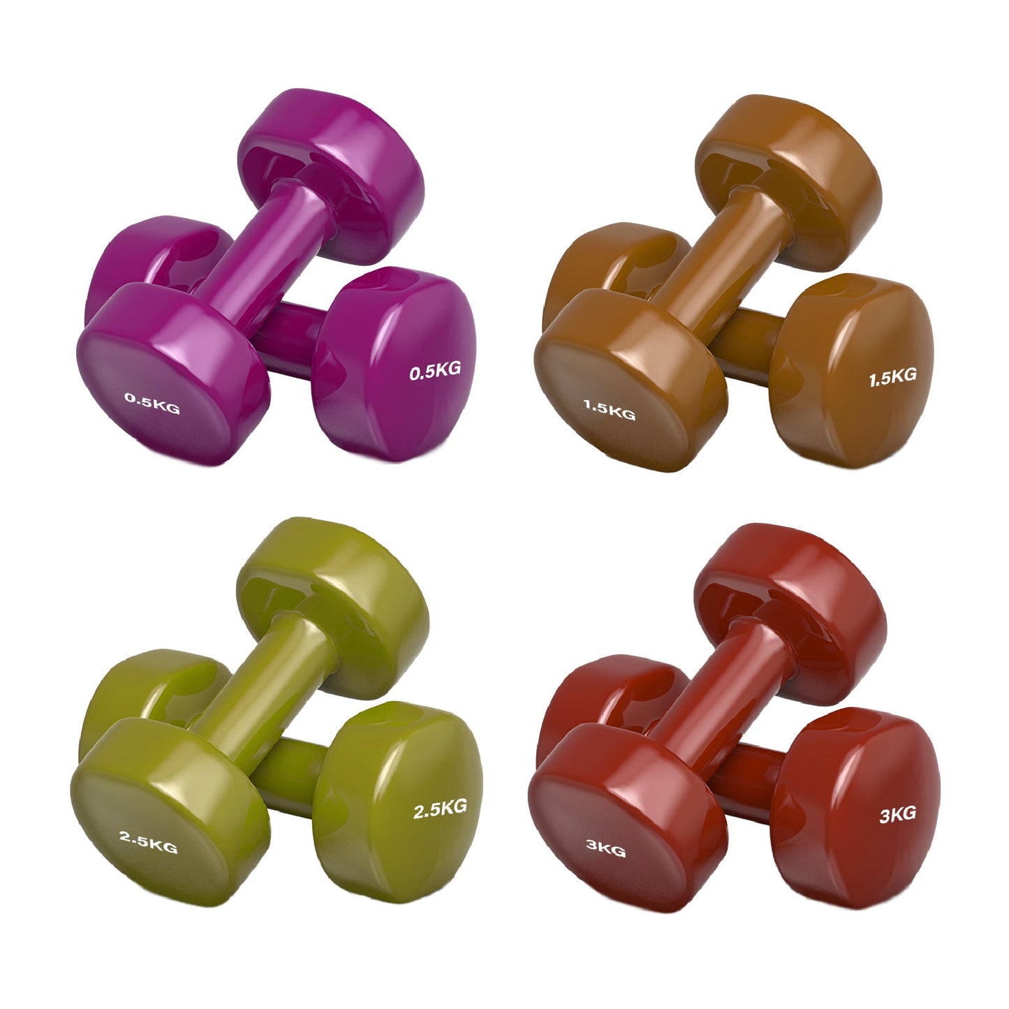Neoprene Vinyl Dumbbell Set – Multi-Coloured Hex Hand Weights, Non-Slip Design, 6kg–38kg for Home Workouts