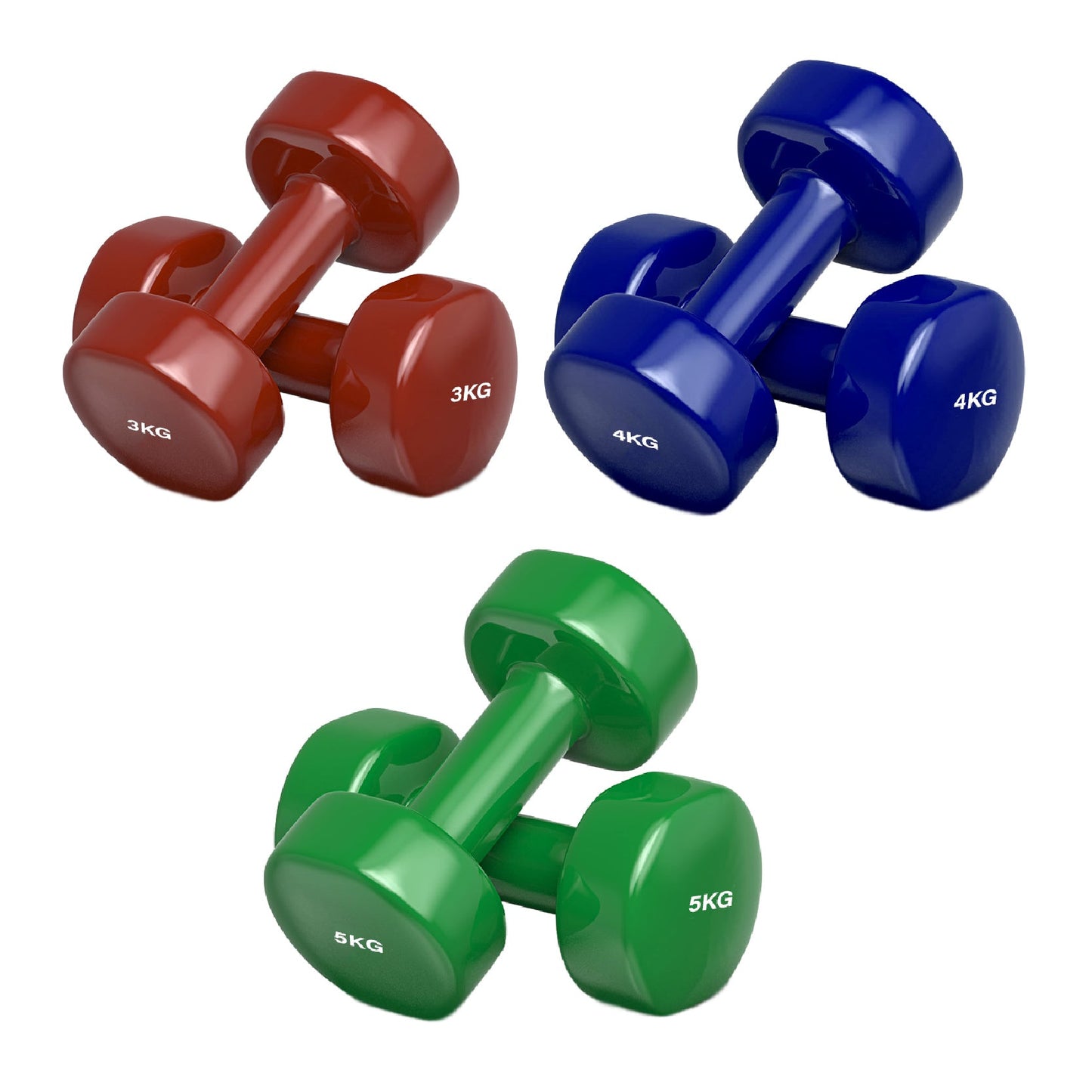 Neoprene Vinyl Dumbbell Set – Multi-Coloured Hex Hand Weights, Non-Slip Design, 6kg–38kg for Home Workouts