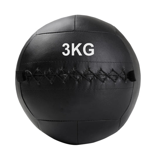 Black wall ball with '3KG' marking on a white background