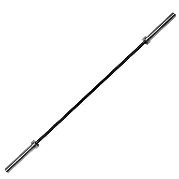 Black barbell on a white background