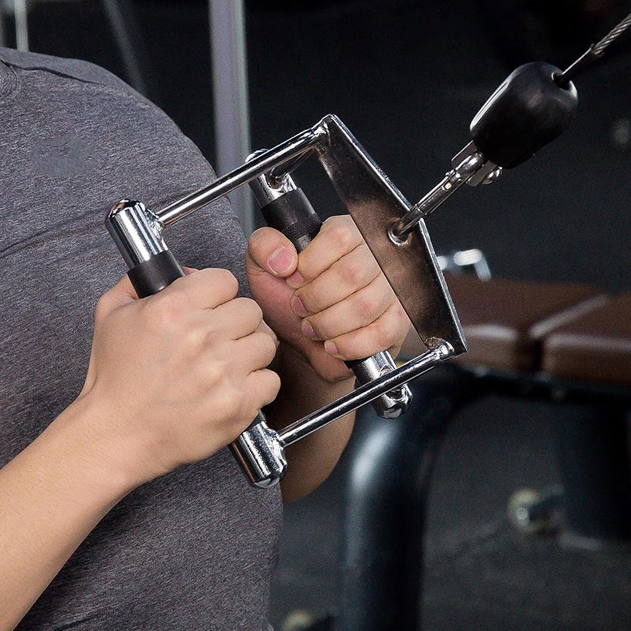 Cable Machine Attachments Set – Chrome Bars, Textured Handles & Adjustable Leg Cuff for Full-Body Strength Training in Home Gym