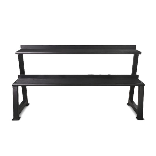 Compact 2-Tier Kettlebell & Dumbbell Rack, Heavy-Duty Metal Weight Storage Stand with Adjustable Spacing & Anti-Slip Pads for Home Gym Organization