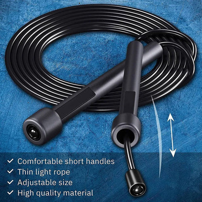 PVC Adjustable Skipping Rope – Black Jump Rope for Adults | Durable, Tangle-Free Design for Cardio, HIIT, Boxing, CrossFit, Home & Outdoor Fitness Training