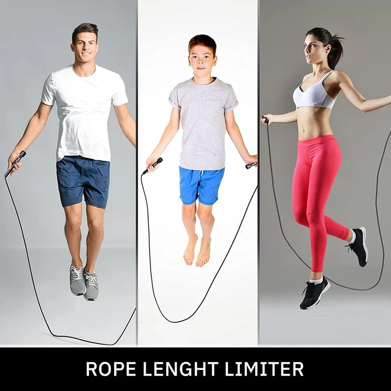 PVC Adjustable Skipping Rope – Black Jump Rope for Adults | Durable, Tangle-Free Design for Cardio, HIIT, Boxing, CrossFit, Home & Outdoor Fitness Training